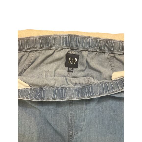 GAP Chambray Cargo Jogger Pants Light Blue Drawstring Elastic Waist XXL - Picture 5 of 9